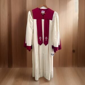 NWT Vintage Murphy Robe Clergy Robe Choir Vestments Cream Burgundy